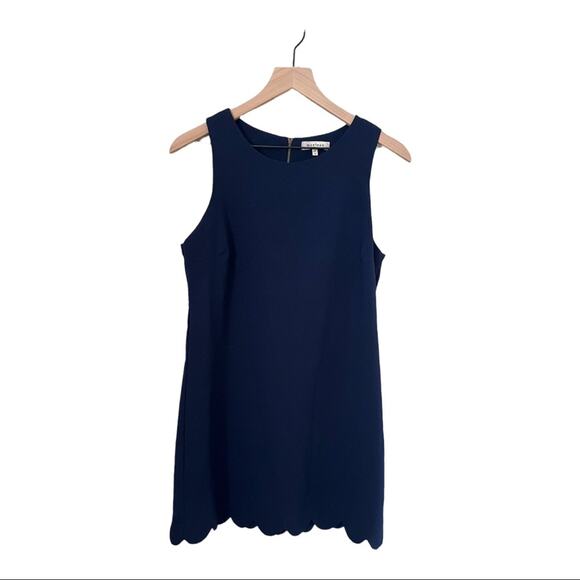 Monteau Navy Blue Sleeveless Scoop Neck Scalloped Dress Size Medium - Picture 1 of 4